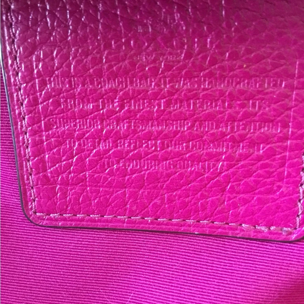 Coach Hot Pink Pebbled Leather Drawstring Shoulder Bucket Bag w/Matching Wallet - Picture 15 of 15